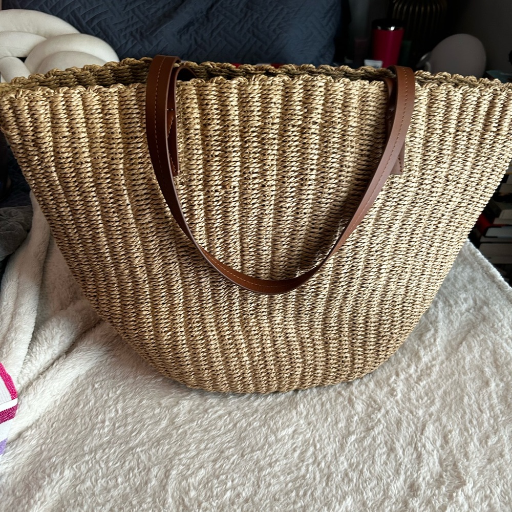 J. Crew Tan Tote Bag with Brown Straps